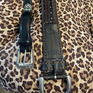 Lot of 2 Fossil M Medium Leather belts